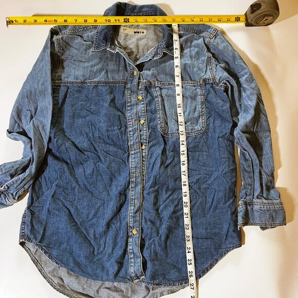 Women's TopShop Blue Jean button up long sleeve top US size 6 pre owned - Picture 4 of 4